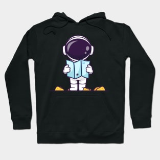 Cute Astronaut Holding Map In Moon Cartoon Hoodie